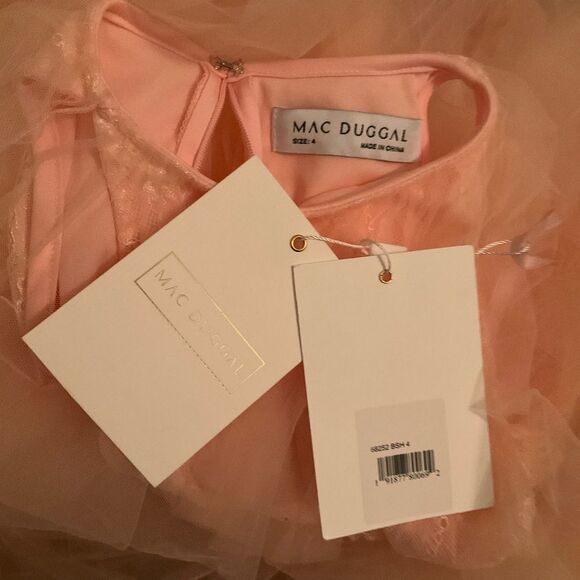 MAC DUGGAL 68252 Light Pink Tulle High Neck Sleeveless Ruffled Hem Hi-Low Gown - Picture 16 of 16